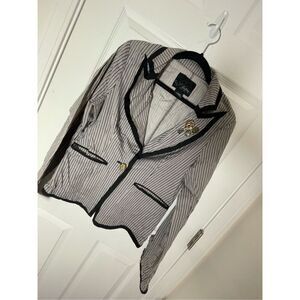 Daytrip women’s blazer jacket size large black gray stripes